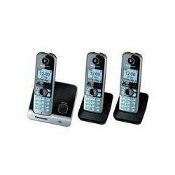 Telefone sem fio Panasonic DECT 6 0 com três monofones KX-TG6713LBB Prata Prata