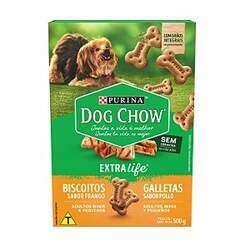 Biscoito Dog Chow Cão Adulto Porte Mini e Pequeno sabor Frango 500g