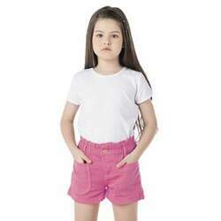 Short Meninas Jeans Pink Clochard Elástico na Cintura