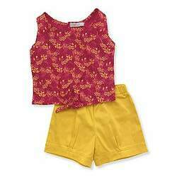 Conjunto Feminino Infantil - Cropped Estampada Shorts Amarelo