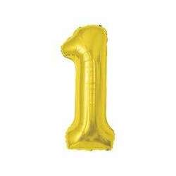 Balão Metalizado 100cm Dourado Número 1 8293 Make