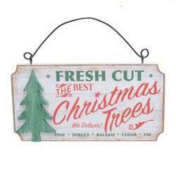 Placa para Pendurar Christmas Trees Vermelho e Branco