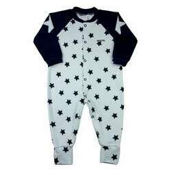 Macacão Bebê Suedine Estampado Estrelas - Azul