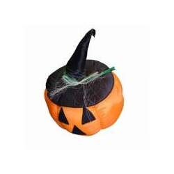 Enfeite Abóbora com chapéu Decorativa Halloween 58cm (Peso Porta)