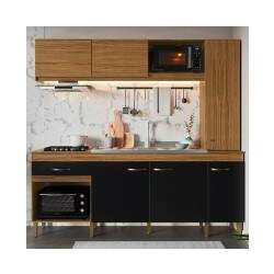 Cozinha Compacta 6 Portas 1 Gaveta Naturalle/Preto Fosco Co2623 - Decibal