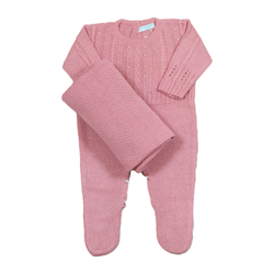 Saída maternidade tricot rosê/ 2 peças - Sfizio pérola