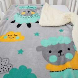 Cobertor Carneirinho Estampado Dupla Face Ovelhas Cinza Baby Joy