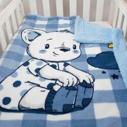 Cobertor Carneirinho Estampado Dupla Face Urso Soninho Baby Joy