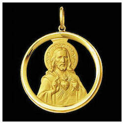 Medalhão Sagrado Coração de Jesus em ouro 18K