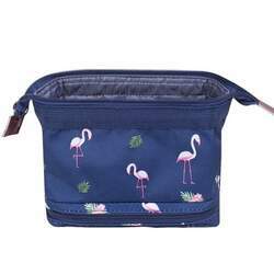 Necessaire Feminina Estampada de Flamingo com Dois Bolsos
