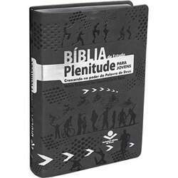 Bíblia de Estudo Plenitude para Jovens Letra Normal NTLH Capa Couro Cinza Escuro