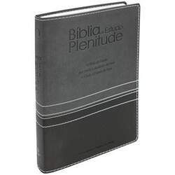 Bíblia de Estudo Plenitude ARA Letra Normal Capa Luxo Cinza e Preto