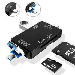 Leitor de Cartão e Adaptador OTG Alta Velocidade 6 em 1 Micro USB / USB / Tipo-C