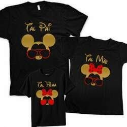 kit Camisetas Mickey e Minnie Raibam oculos escuros