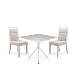 Conjunto Mesa de Jantar com 2 Cadeiras Herval Slim, Off White Gelo e Bege