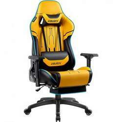 Cadeira Gamer Reclinável e Giratória com Apoio para os Pés e Braço 4D, Dowinx, Amarela