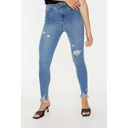 Calça Jeans Feminia Skinny Hot Pants Cigarrete com Puídos - DZ20314