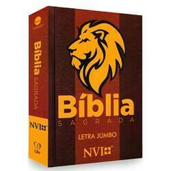Bíblia Sagrada Letra Jumbo NVI Capa Dura Leão Figura