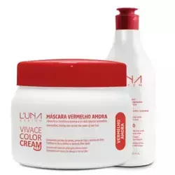 Kit para cabelos vermelhos Vivace Color Cream - Shampoo Máscara Vermelho Amora- Luna System