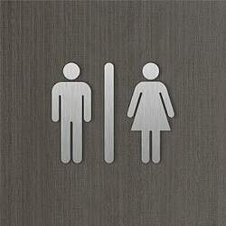 Placa Indicativa Banheiro Masculino Feminino em Aço Inox Escovado