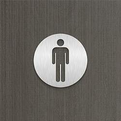 Placa Vazada Indicativa Banheiro Masculino em Aço Inox Escovado