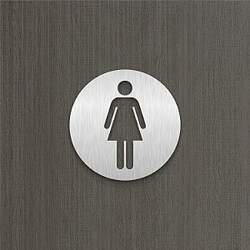 Placa Vazada Indicativa Banheiro Feminino em Aço Inox Escovado