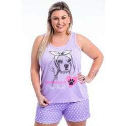 Pijama Feminino Lua Chic Plus Size Dog com Laço