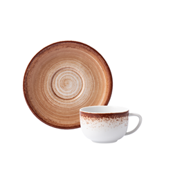 Xicara Café Com Pires 80ml Porcelana Schmidt - Dec Esfera Marrom 2415