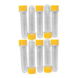 Tubete Transparente 13 cm Tampa Plástica Amarela - 10 unidades