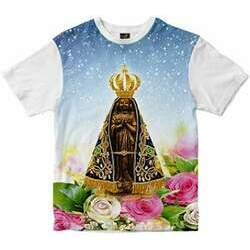 Camiseta Nossa Senhora Senhora Aparecida flores Rainha do Brasil