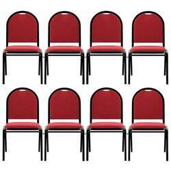 Kit 8 Cadeiras Hoteleiras Auditório Empilhável Linho M23 Vermelho - Mpozenato