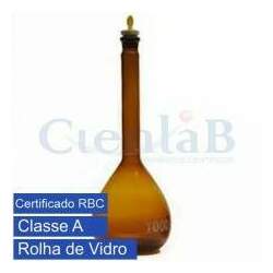 Balão Volumétrico com Rolha de Vidro Âmbar CLASSE A com Certificado de Calibração RBC - Capacidade 25ml