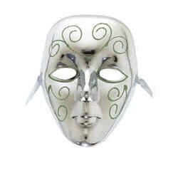 Máscara prateada com glitter verde