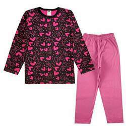 Pijama Infantil Menina - Estampa Love - Cor Pink rotativo