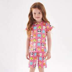 Pijama Infantil Feminino Up Baby Animais Fofos Pink