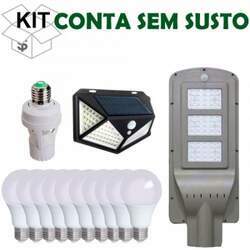 Kit Economizador de Energia - Lâmpadas Led - Poste e Refletor Solar- Ecosoli