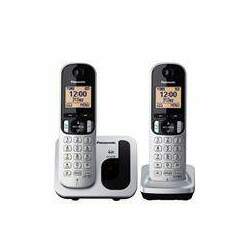 Telefone sem fio Panasonic DECT 6 0 com dois monofones KX-TGC212LB1 Prata Prata
