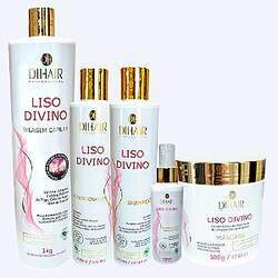 Kit Liso Divino Selagem 1Kg, Shampoo 300ml, Cond 300ml, Máscara 500g e Fluido Termoativado 120ml - DIHAIR