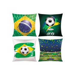 Capa De Almofada Da Copa Do Mundo Com Zíper 43cm x 43cm Kit Com 04 Peças - Rumo ao Hexa