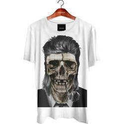 Camiseta Gola Básica - David Bowie Skull