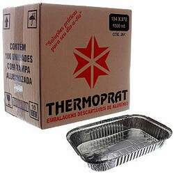Bandeja/ Marmitex de Alumínio 1 500ml Thermoprat c/100Un
