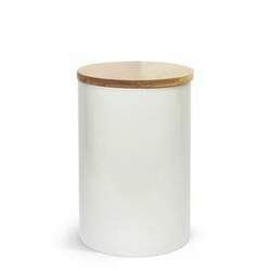 Pote de Cerâmica Branca para Sublimação com Tampa de Bambu - 700ml