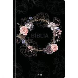 Biblia Sagrada Flores Preta NVI Letra Normal Capa Dura Soft-Touch