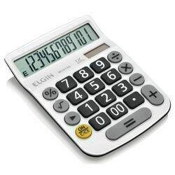 Calculadora de Mesa 12 Digitos, Solar e Bateria, Display Extragrande LCD, cor Branca, Ref MV 4132 Elgin