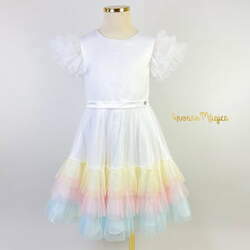 Vestido de Festa Infantil Branco Mari Barra Candy Colors Kids Petit Cherie