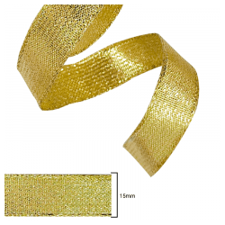 Fita Metalizada Aramada - Progresso - Ouro 203 - N 3 - 15mm - C/10m - REF: M004-015