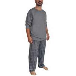 Pijama de Viscolycra Longo Masculino Fechado Calça Xadrez - Foxx