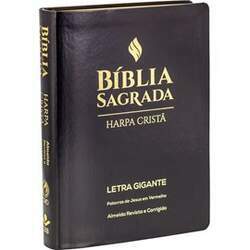 Bíblia Sagrada Grande com Harpa Cristã ARC Letra Gigante Capa Luxo Preta