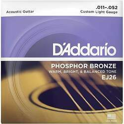 Encordoamento Violão D'Addario 011-052 EJ26 Phosphor Bronze Custom Light