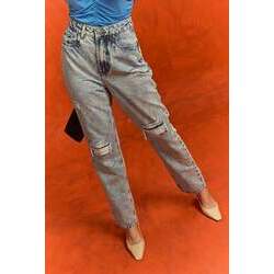 Calça Jeans Feminina Dad Pants com Rasgos - DZ20201